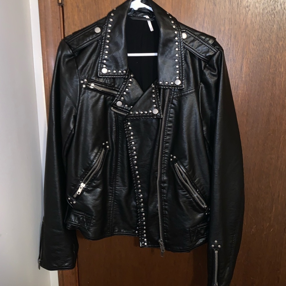 Free people vegan leather studded jacket!